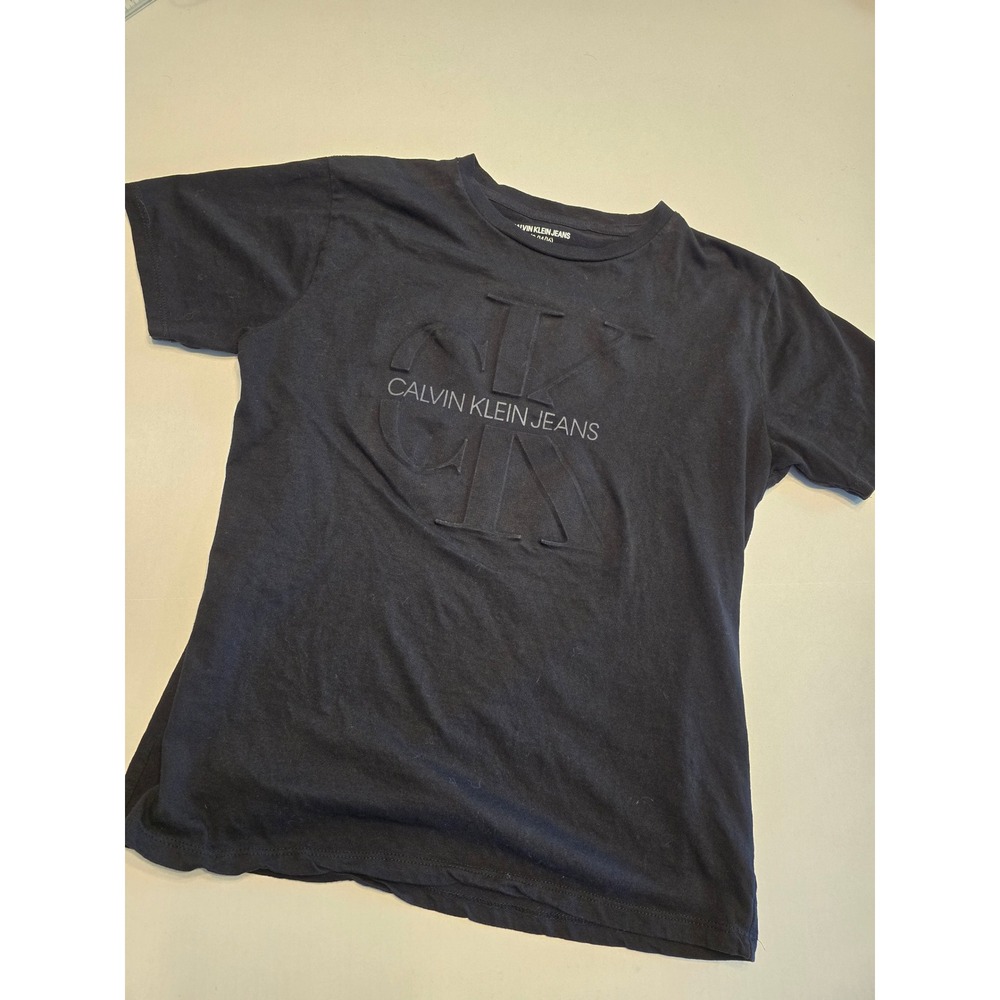 Calvin Klein Jeans T-Shirt Embossed Logo Short Sleeve‎ Top Kids Size L 14/16